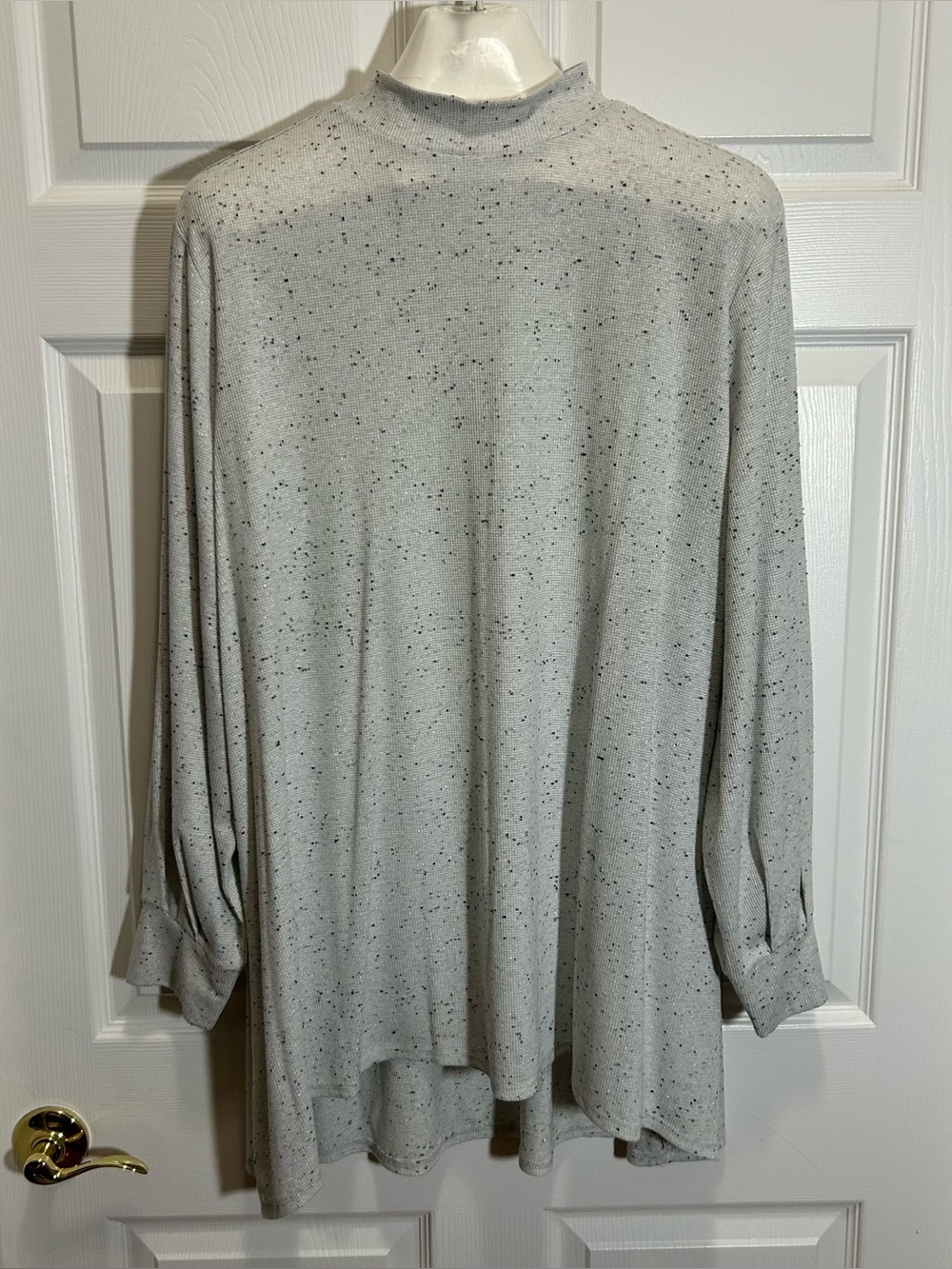 Lane Bryant Light Gray Speckled Long Sleeve Tunic Top